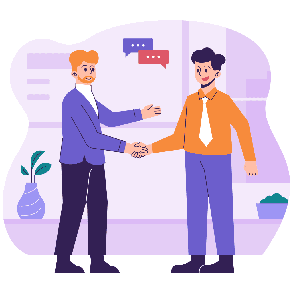 Two people shaking hands as a deal being made.